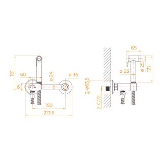 Гигиенический душ со смесителем RGW SP-216Gr 581408216-11 с поворотным управлением брашированный серый